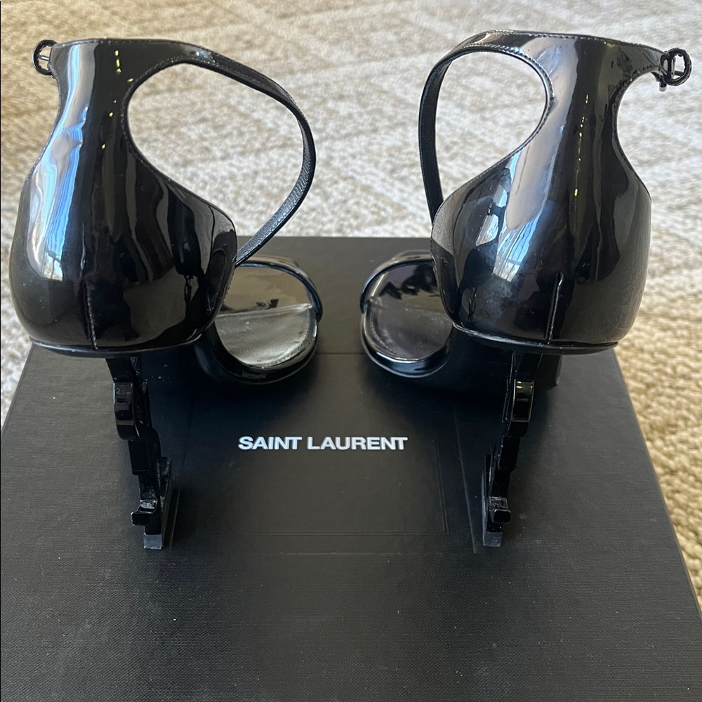 Saint Laurent Black Strappy Heels - Picture 6 of 11
